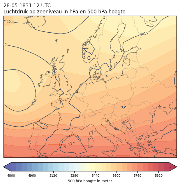Weerkaart van 28 mei 1831 om 12 UTC
