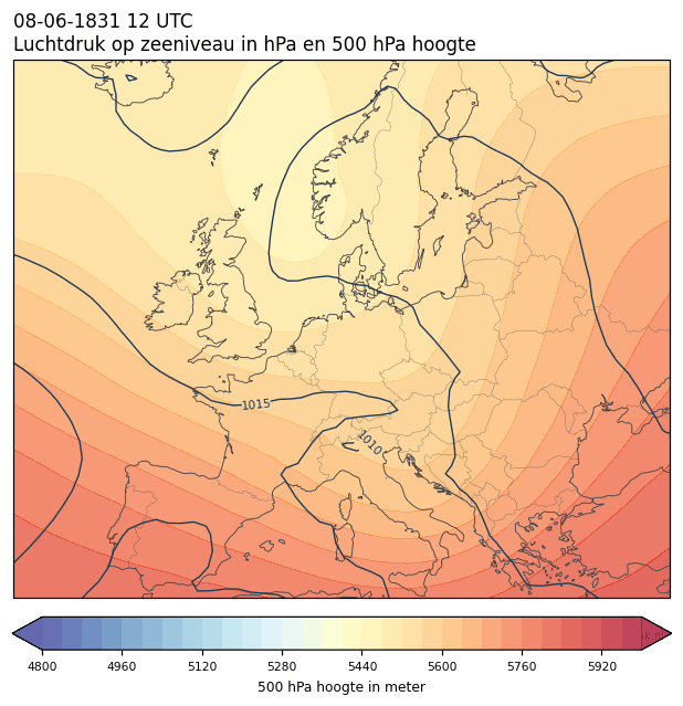 Weerkaart van 8 juni 1831 om 12 UTC