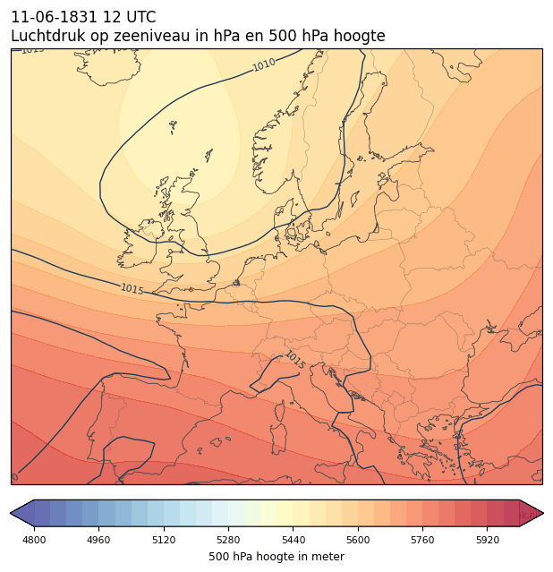 Weerkaart van 11 juni 1831 om 12 UTC