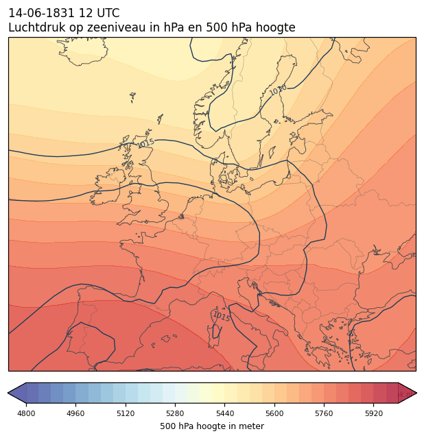 Weerkaart van 14 juni 1831 om 12 UTC