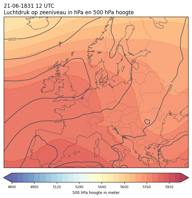 Weerkaart van 21 juni 1831 om 12 UTC