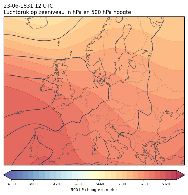 Weerkaart van 23 juni 1831 om 12 UTC