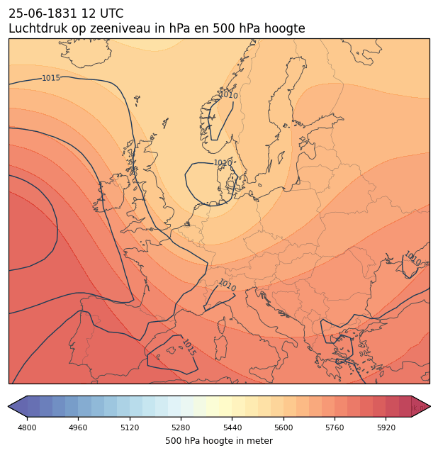 Weerkaart van 25 juni 1831 om 12 UTC