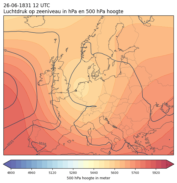 Weerkaart van 26 juni 1831 om 12 UTC
