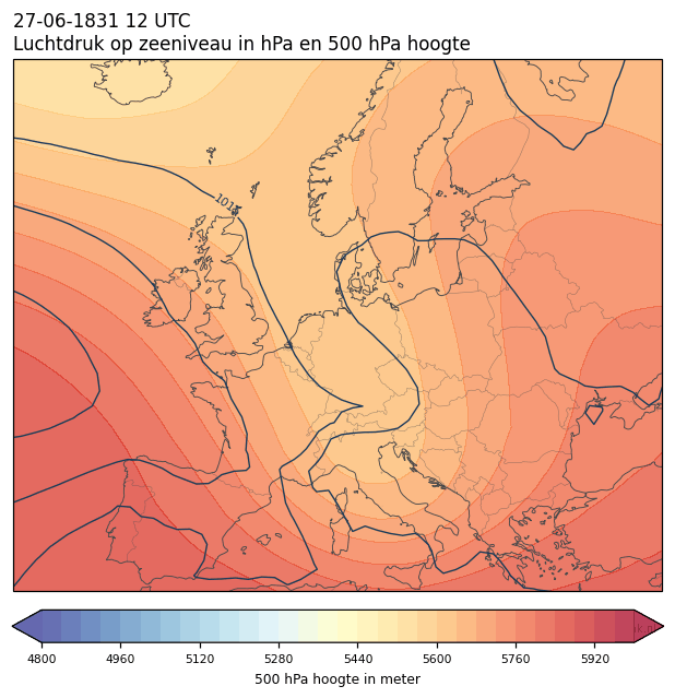 Weerkaart van 27 juni 1831 om 12 UTC