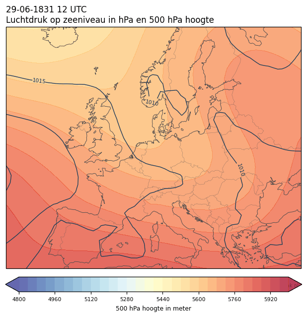 Weerkaart van 29 juni 1831 om 12 UTC