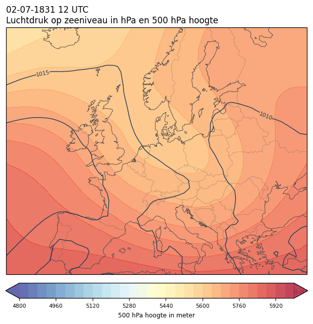 Weerkaart van 2 juli 1831 om 12 UTC