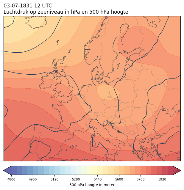 Weerkaart van 3 juli 1831 om 12 UTC