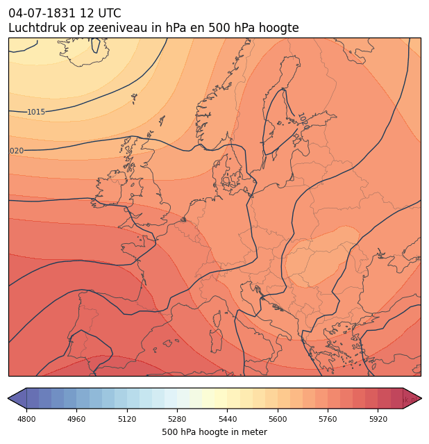 Weerkaart van 4 juli 1831 om 12 UTC