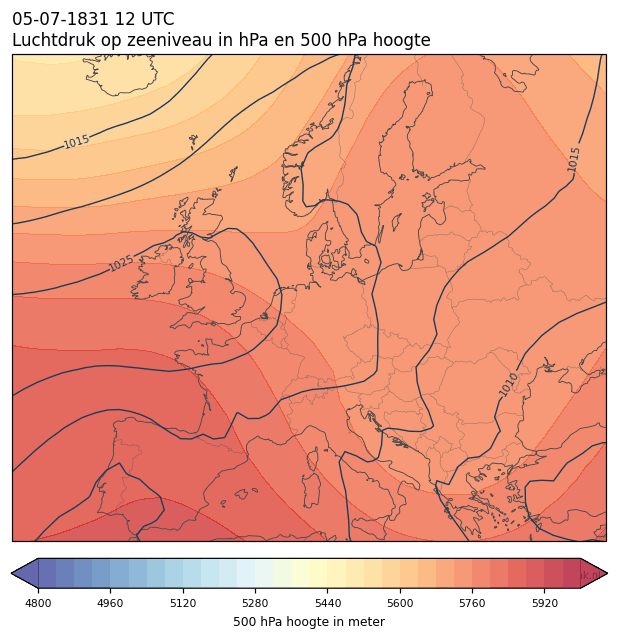 Weerkaart van 5 juli 1831 om 12 UTC