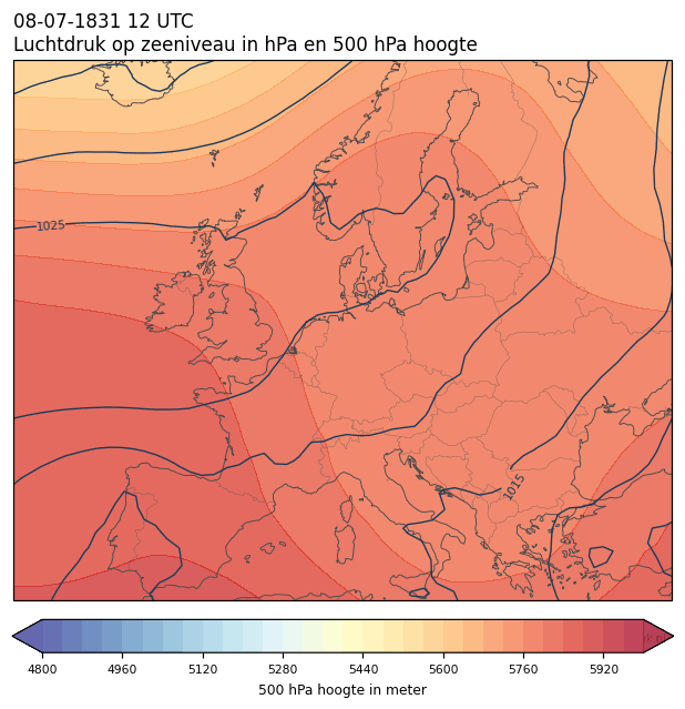 Weerkaart van 8 juli 1831 om 12 UTC