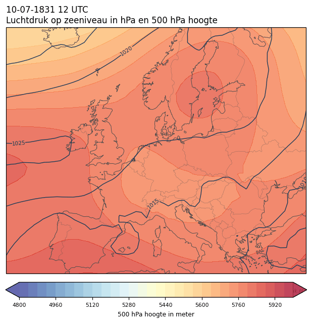 Weerkaart van 10 juli 1831 om 12 UTC
