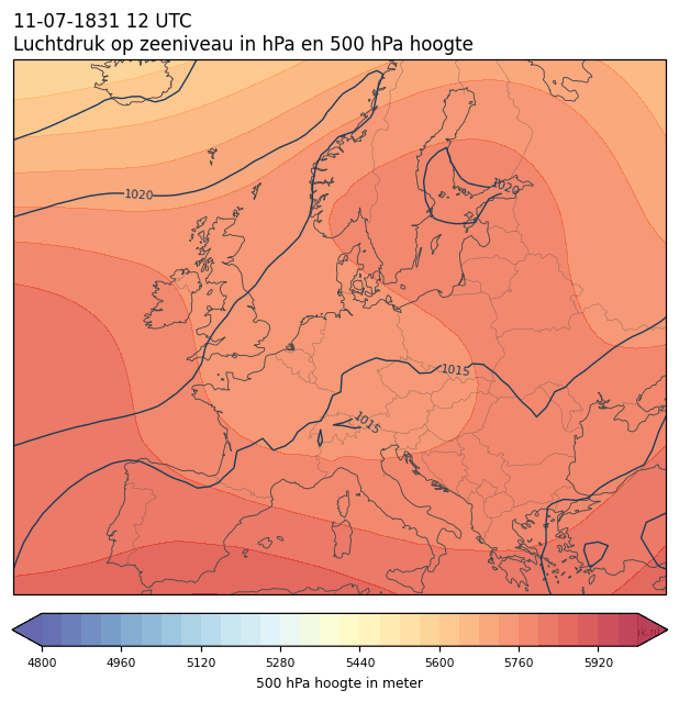 Weerkaart van 11 juli 1831 om 12 UTC