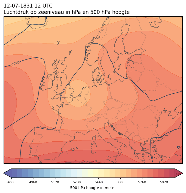 Weerkaart van 12 juli 1831 om 12 UTC