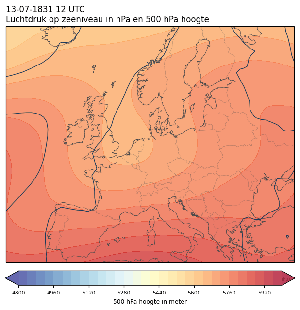 Weerkaart van 13 juli 1831 om 12 UTC