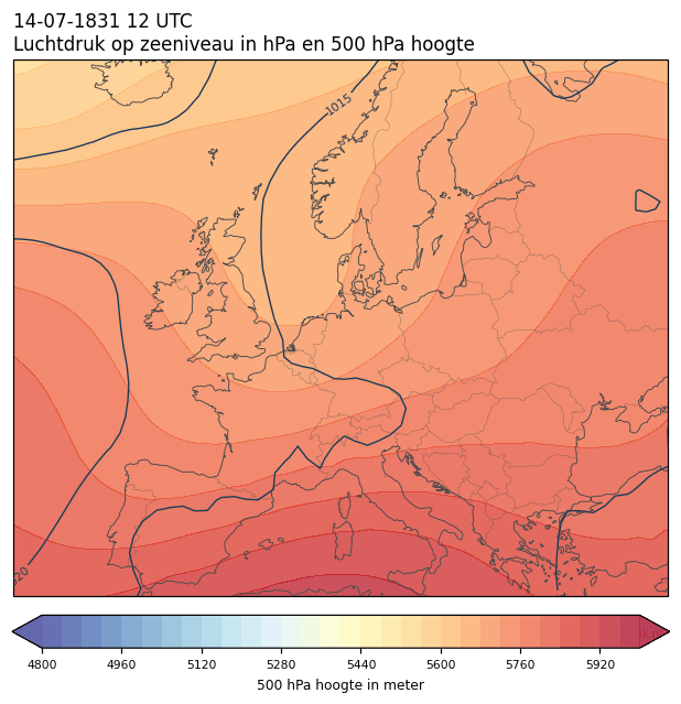 Weerkaart van 14 juli 1831 om 12 UTC