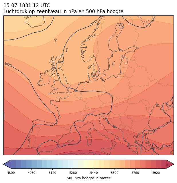 Weerkaart van 15 juli 1831 om 12 UTC