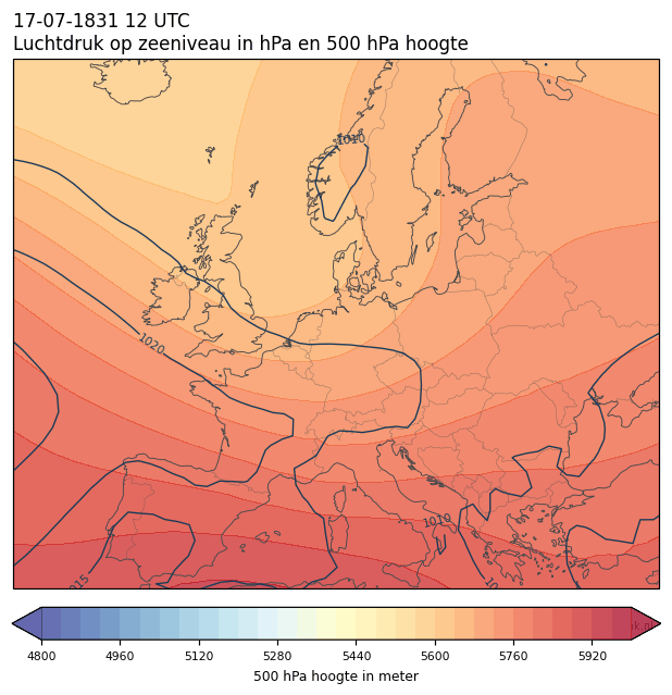 Weerkaart van 17 juli 1831 om 12 UTC