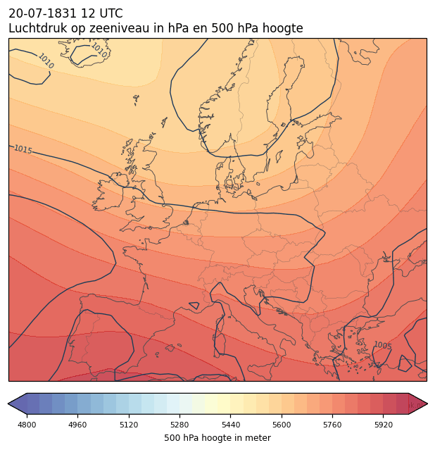 Weerkaart van 20 juli 1831 om 12 UTC