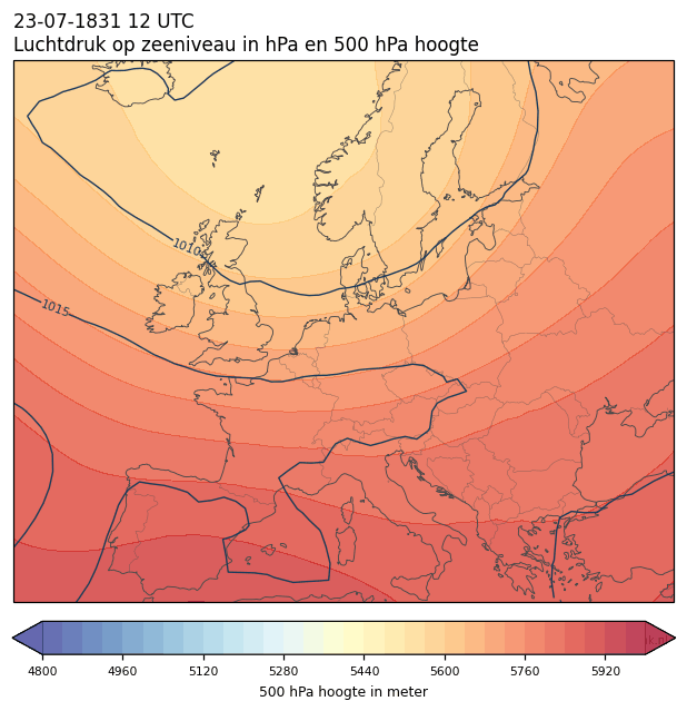 Weerkaart van 23 juli 1831 om 12 UTC