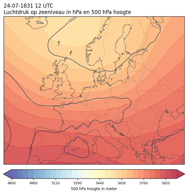 Weerkaart van 24 juli 1831 om 12 UTC