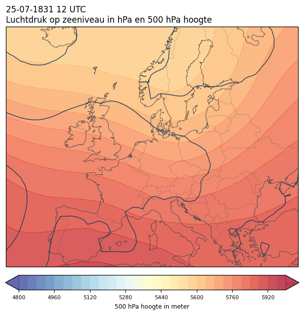 Weerkaart van 25 juli 1831 om 12 UTC