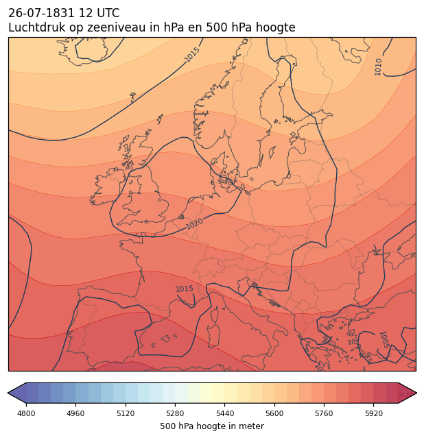 Weerkaart van 26 juli 1831 om 12 UTC