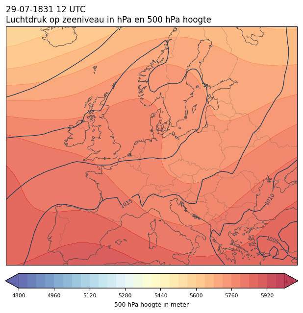 Weerkaart van 29 juli 1831 om 12 UTC