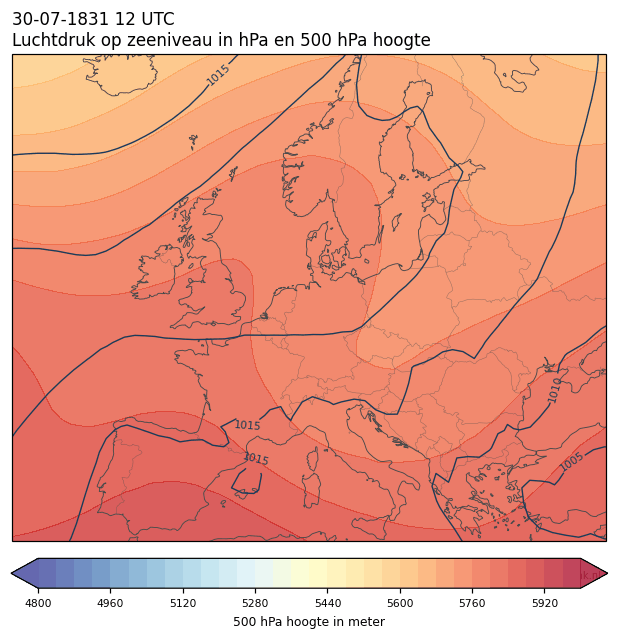 Weerkaart van 30 juli 1831 om 12 UTC