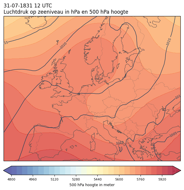 Weerkaart van 31 juli 1831 om 12 UTC