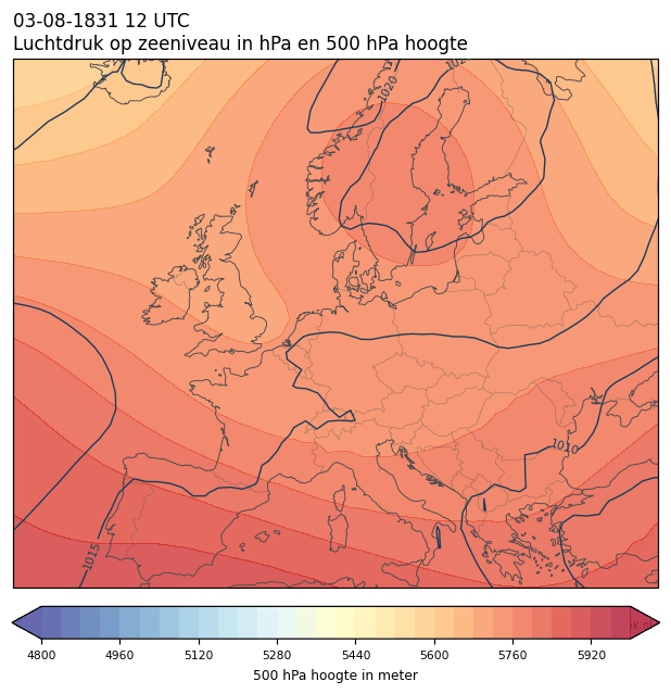 Weerkaart van 3 augustus 1831 om 12 UTC