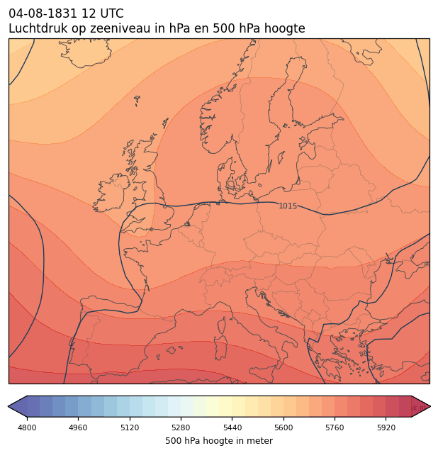 Weerkaart van 4 augustus 1831 om 12 UTC