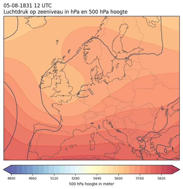 Weerkaart van 5 augustus 1831 om 12 UTC