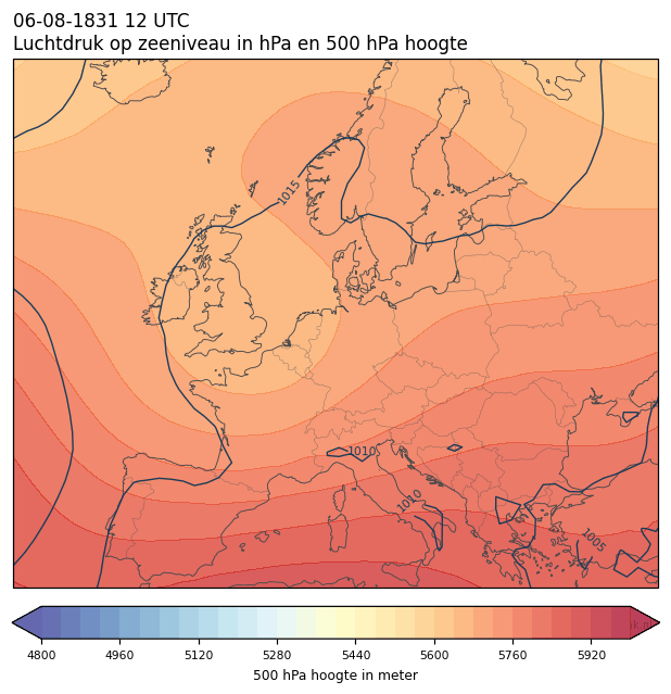 Weerkaart van 6 augustus 1831 om 12 UTC