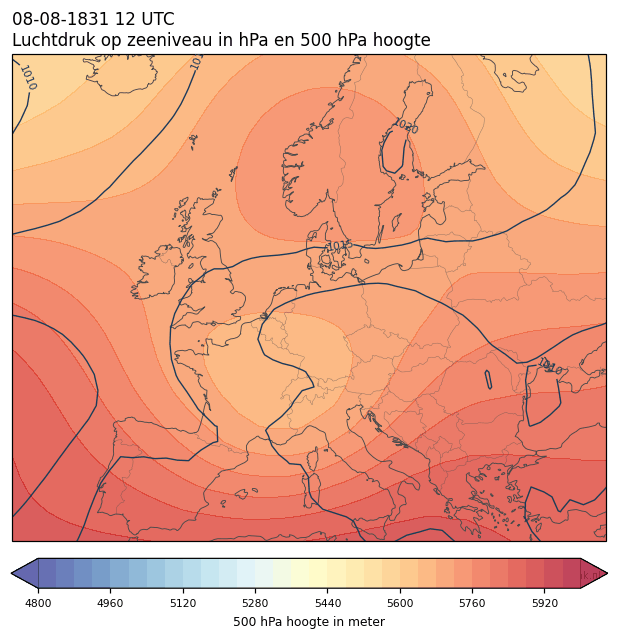 Weerkaart van 8 augustus 1831 om 12 UTC