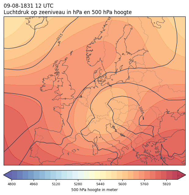 Weerkaart van 9 augustus 1831 om 12 UTC