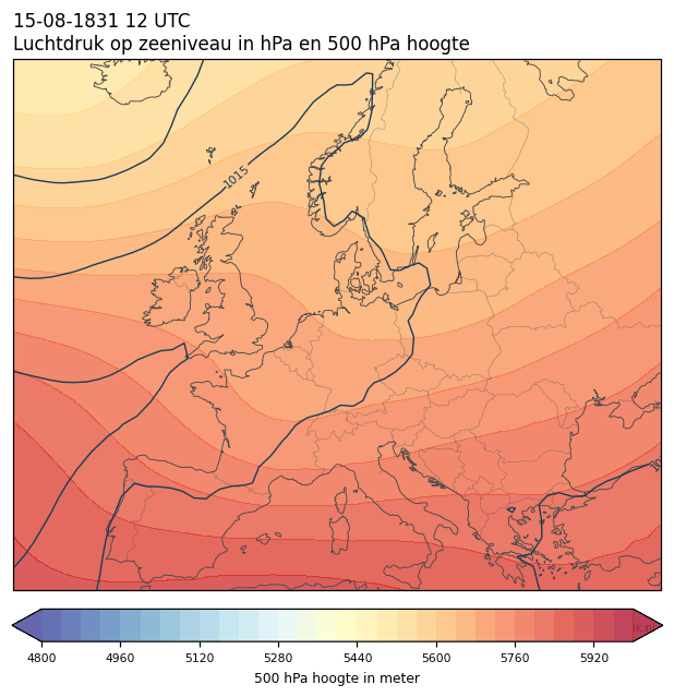 Weerkaart van 15 augustus 1831 om 12 UTC