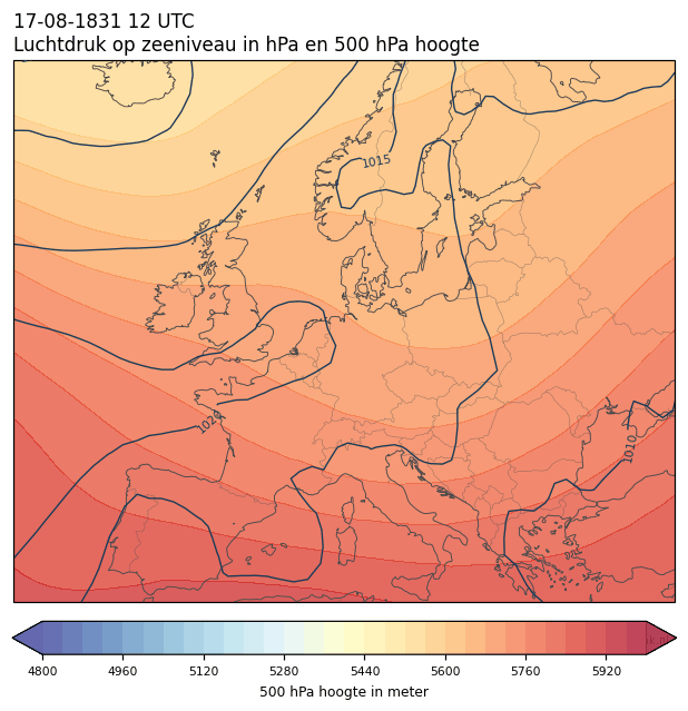 Weerkaart van 17 augustus 1831 om 12 UTC