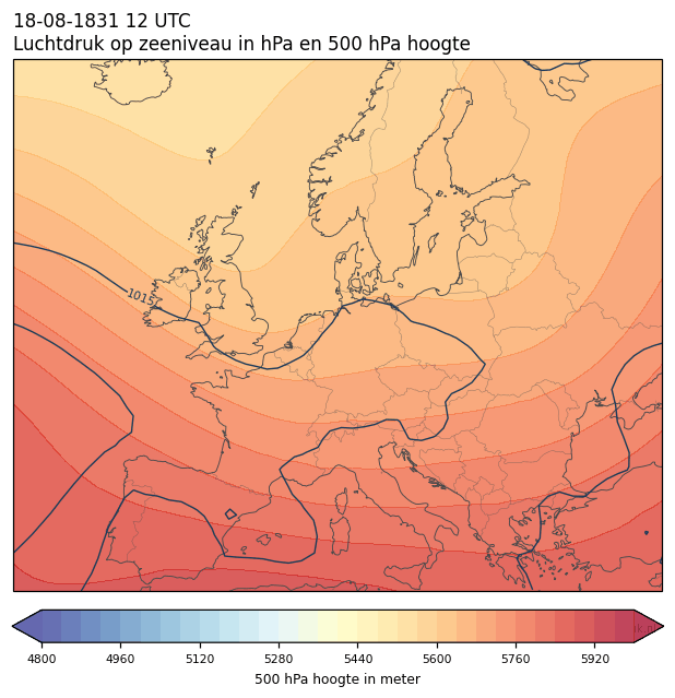 Weerkaart van 18 augustus 1831 om 12 UTC