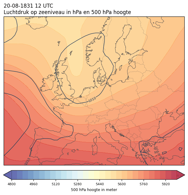 Weerkaart van 20 augustus 1831 om 12 UTC