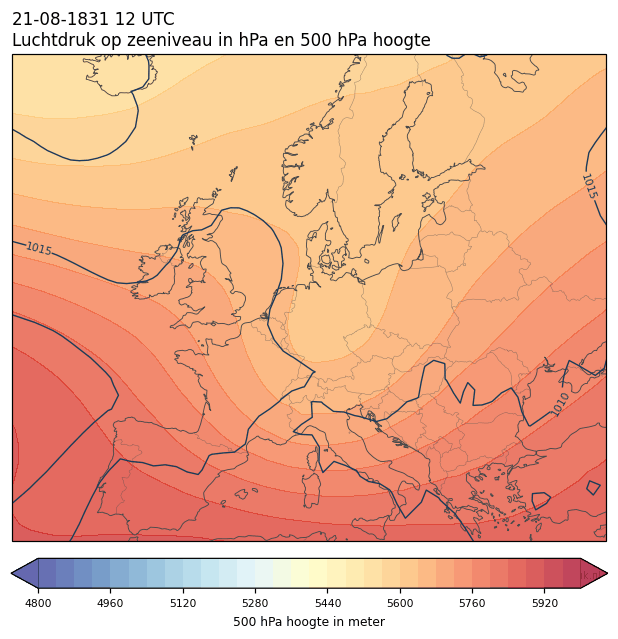 Weerkaart van 21 augustus 1831 om 12 UTC