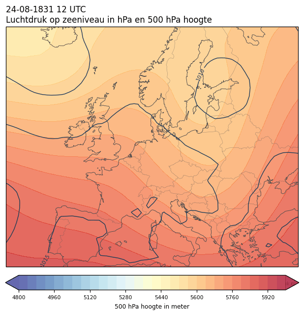 Weerkaart van 24 augustus 1831 om 12 UTC