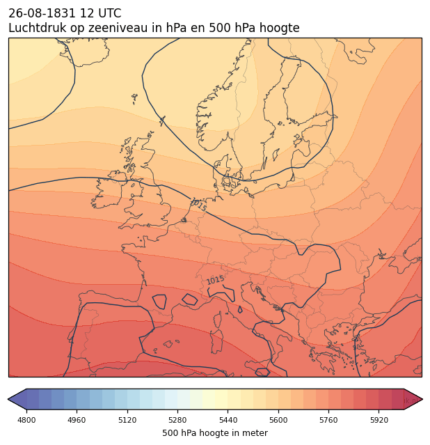Weerkaart van 26 augustus 1831 om 12 UTC