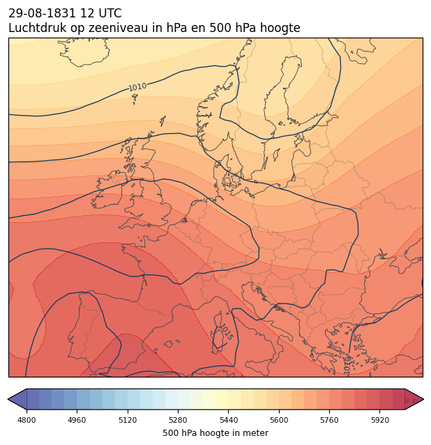 Weerkaart van 29 augustus 1831 om 12 UTC