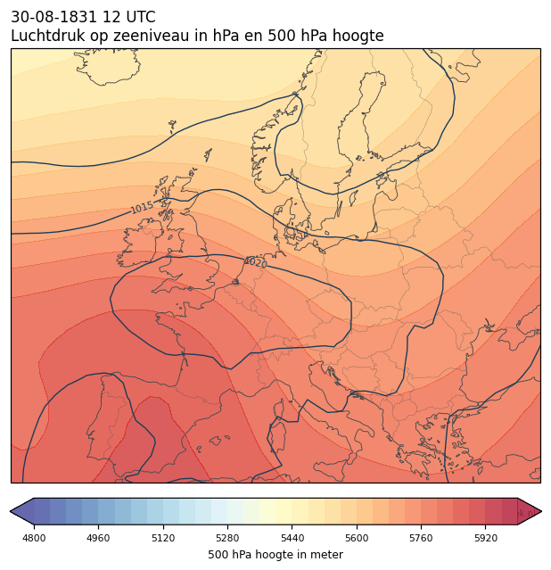 Weerkaart van 30 augustus 1831 om 12 UTC