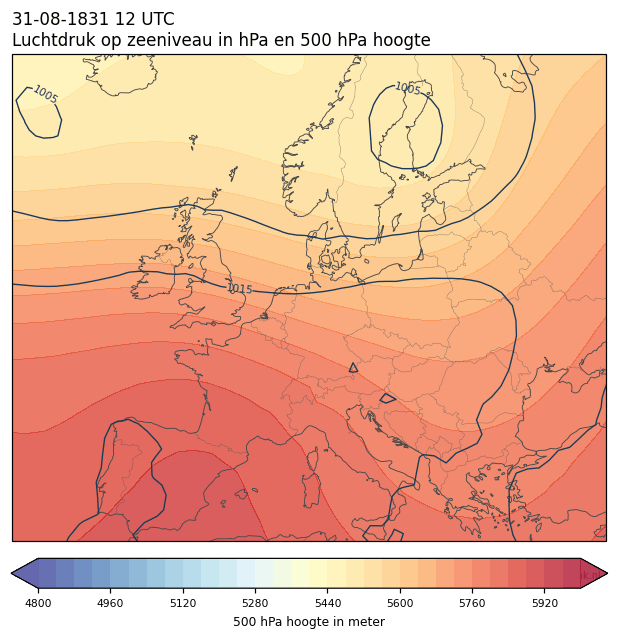 Weerkaart van 31 augustus 1831 om 12 UTC