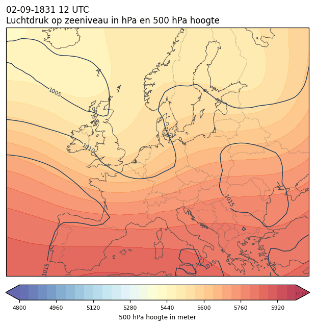 Weerkaart van 2 september 1831 om 12 UTC
