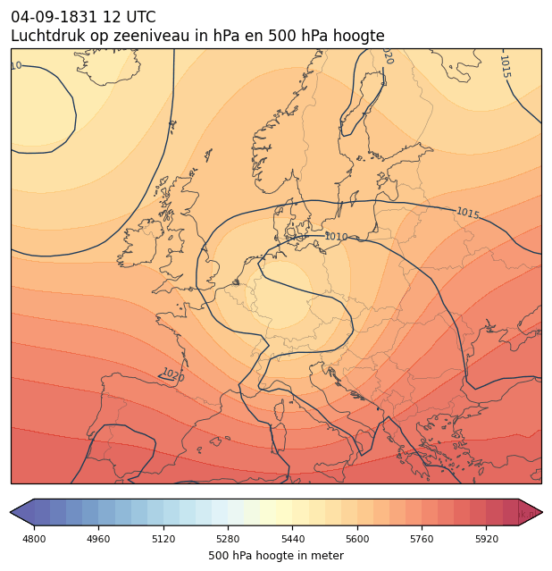 Weerkaart van 4 september 1831 om 12 UTC