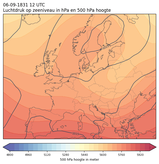 Weerkaart van 6 september 1831 om 12 UTC