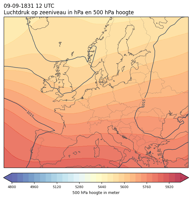 Weerkaart van 9 september 1831 om 12 UTC
